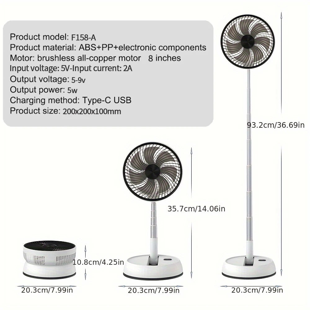 Ventilador portátil 7200mAh silencioso con mando, oscilación automática y altura ajustable